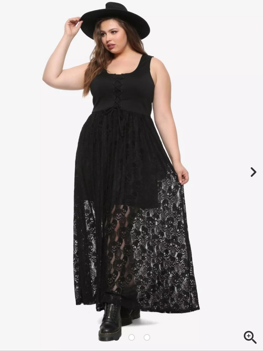 💀 5x Plus Size Black Lace Long Maxi Dress Skull Print lace Gothic - Picture 2 of 10